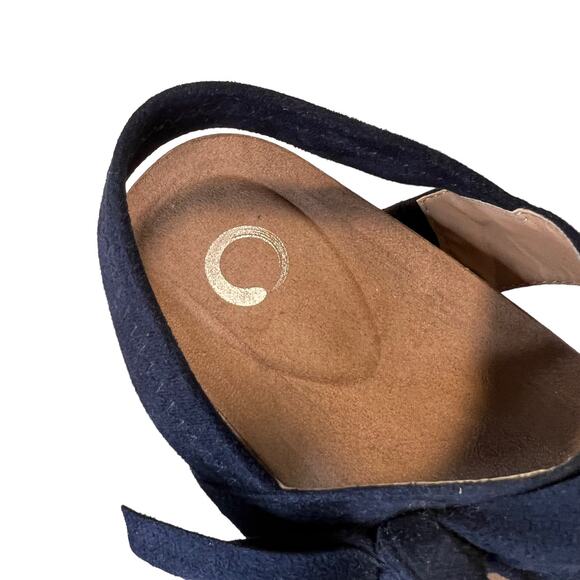 Journee Collection Xanndra Multi Strap Flat Navy Knotted Bow Sandal Size 9.5 New - Picture 9 of 12